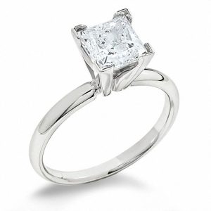Princess-Cut Diamond Solitaire Engagement Ring in White Gold